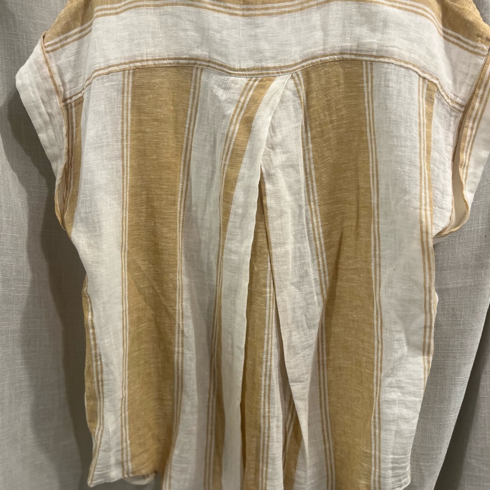 Thread & Supply Linen Blend Striped Button Up | Size Large - Picture 5 of 9